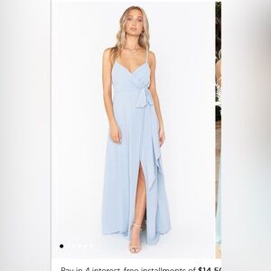 Show Me Your MuMu Liz Maxi Dress in Steele Blue Chiffon